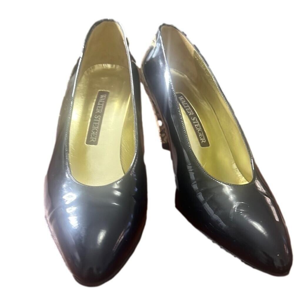 VINTAGE WALTER STEIGER SNAKE SKIN PATENT LEATHER SHOES‎ SIZE 7 1/2
